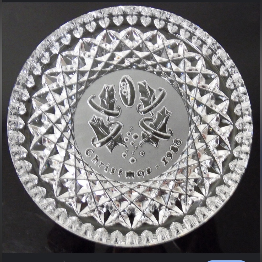 Vintage Waterford Crystal Christmas 1988 Plate/Five Golden Rings (LC)